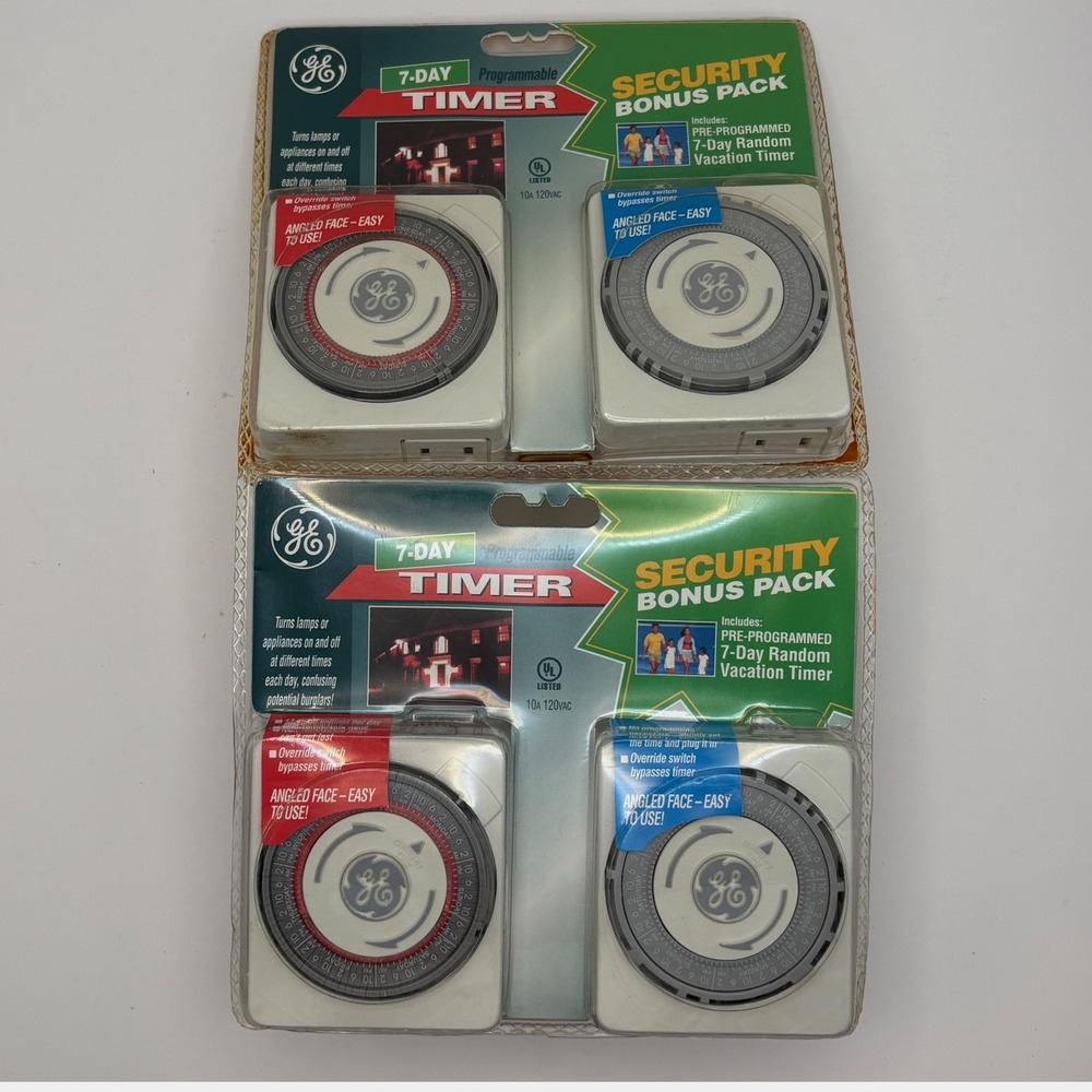 Lot of 2 GE Home Security Bonus Pack 7-Day Programmable Timers Sealed GE5110-72D